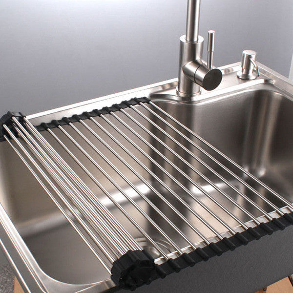 PremiumRacks Stainless Steel Over The Sink Dish Rack - Roll Up - Durable - Multipurpose