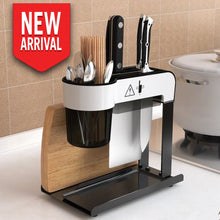 Premiumracks Multifunctional Stainless Steel Knife Block- Utensil Holder - Cutting Board Storage All