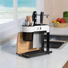 Premiumracks Multifunctional Stainless Steel Knife Block- Utensil Holder - Cutting Board Storage All