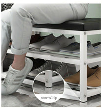 Premiumracks White Shoe Rack Bench - Leather Seat Built Tough Modern Design