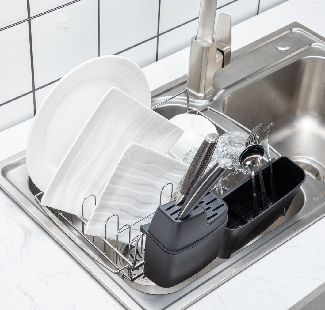 PremiumRacks In Sink Dish Rack - 304 Stainless Steel - Adjustable - Multipurpose